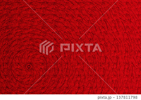 Red spiral round ornament with geometric circles patterns 137811798