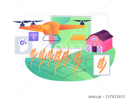 Agricultural Drone Edge Navigation abstract concept vector illustration. Agricultural Drone Edge Navigation abstract concept vector illustration. 137811913