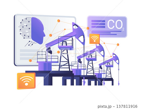 Remote Oil Rig Monitoring abstract concept vector illustration. 137811916