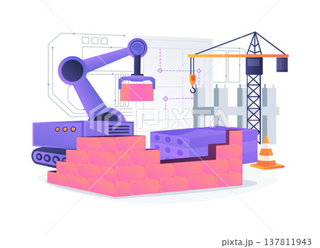 Autonomous Bricklaying Robot abstract concept vector illustration. Autonomous Bricklaying Robot abstract concept vector illustration. 137811943