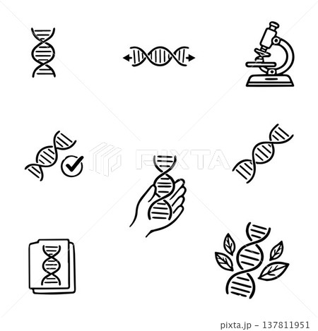 DNA molecule set. DNA icons set on white background. DNA vector illustration. DNA molecule set. DNA icons set on white background. DNA vector illustration. 137811951