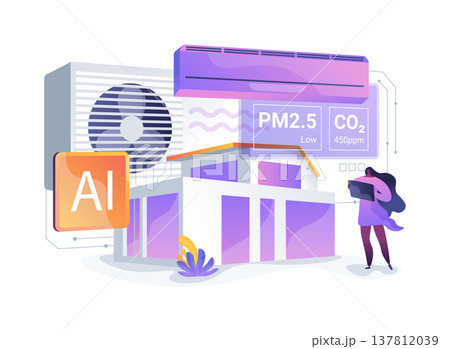 AI-Smart AI-Enhanced Indoor Air Quality Management abstract concept vector illustration. 137812039