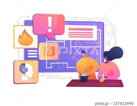 AI-Automated Proactive Fire Hazard Detection abstract concept vector illustration. 137812040