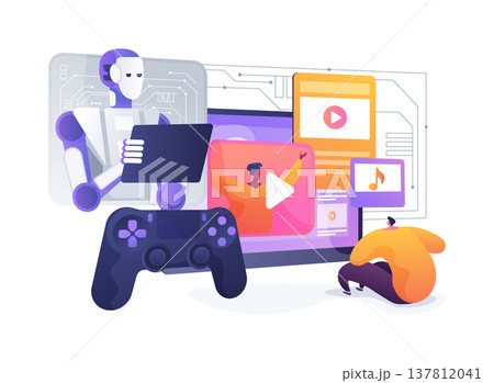 AI-Predictive, Integrated Home Entertainment abstract concept vector illustration. AI-Predictive, Integrated Home Entertainment abstract concept vector illustration. 137812041