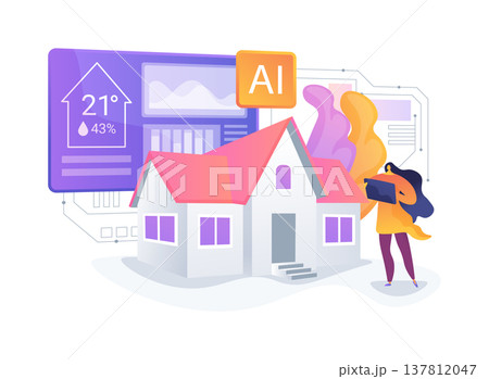 AI-Driven Intelligent Climate Control abstract concept vector illustration. AI-Driven Intelligent Climate Control abstract concept vector illustration. 137812047