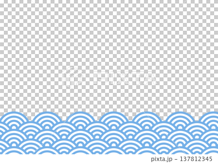 Light blue background with a wave-like pattern (Seigaiha). Light blue background with a wave-like pattern (Seigaiha). 137812345