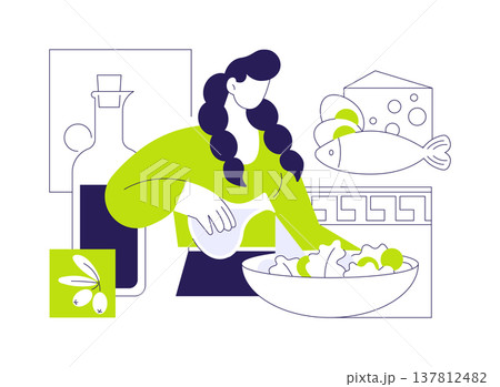 Mediterranean diet isolated cartoon vector illustrations. Mediterranean diet isolated cartoon vector illustrations. 137812482