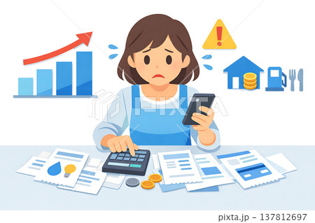 インフレによる家計の圧迫 インフレによる家計の圧迫 137812697