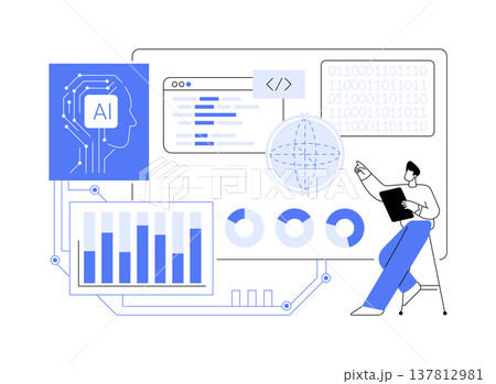 AI-Predictive AI-Enabled Quantum Compiler Optimization abstract concept vector illustration. 137812981
