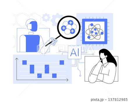 AI-Optimized AI-Guided Quantum Algorithm Discovery abstract concept vector illustration. AI-Optimized AI-Guided Quantum Algorithm Discovery abstract concept vector illustration. 137812985