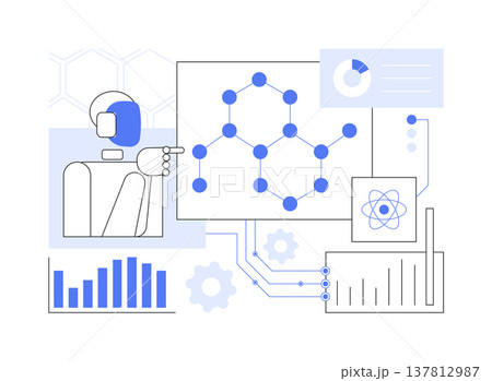 AI-Driven Quantum Chemistry Simulation abstract concept vector illustration. 137812987