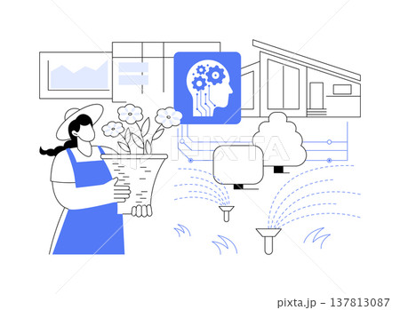 AI Smart Garden Management abstract concept vector illustration. AI Smart Garden Management abstract concept vector illustration. 137813087