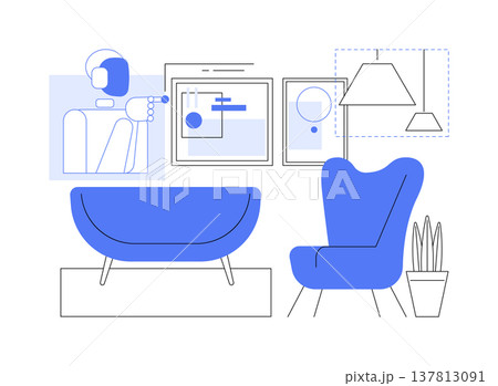 AI Virtual Interior Design abstract concept vector illustration. 137813091
