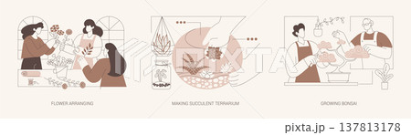 Floral and plant design classes isolated cartoon vector illustrations se 137813178