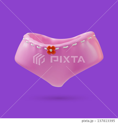 3d Color Panty Women Underwear Concept Cartoon Design Style. Vector illustration of Cute Female Panties Lingerie 137813395