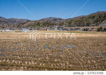 奥琵琶湖西浅井町の田園風景　滋賀県長浜市 137813398