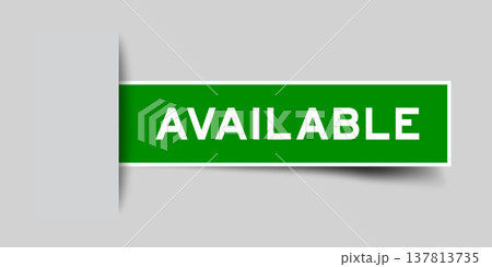Green color square shape sticker label with word available inserted in gray background Green color square shape sticker label with word available inserted in gray background 137813735