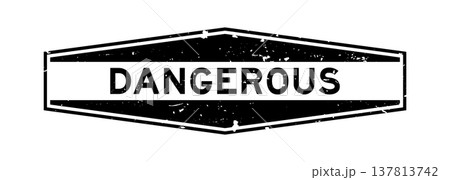 Grunge black dangerous word hexagon rubber seal stamp on white background Grunge black dangerous word hexagon rubber seal stamp on white background 137813742