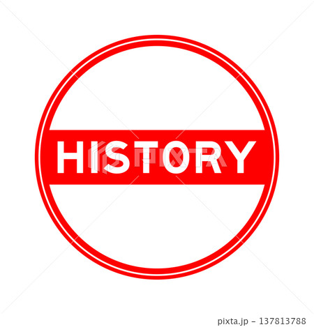 Red color round seal sticker in word history on white background Red color round seal sticker in word history on white background 137813788