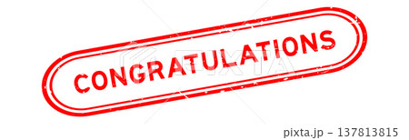 Grunge red congratulations word rubber seal stamp on white background 137813815