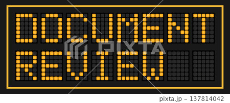 Orange color led banner in word document review on black background 137814042