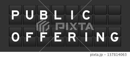 Black color analog flip board with word public offering on gray background 137814063