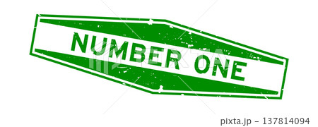 Grunge green number one word hexagon rubber seal stamp on white background Grunge green number one word hexagon rubber seal stamp on white background 137814094