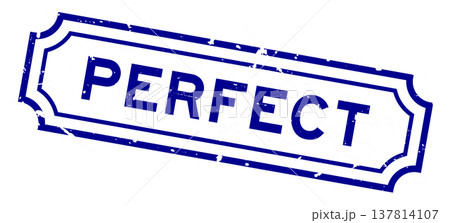 Grunge blue perfect word rubber seal stamp on white background 137814107