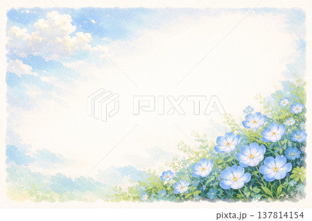 フレーム素材　花　ネモフィラ 137814154