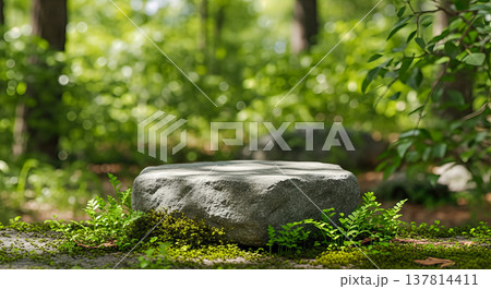 stone podium rock pedestal moss natural forest background sunlight platform empty green plants organic cosmetic product showcase beauty environment landscape mockup outdoor stage granite stone podium rock pedestal moss natural forest background sunlight platform empty green plants organic cosmetic product showcase beauty environment landscape mockup outdoor stage granite 137814411
