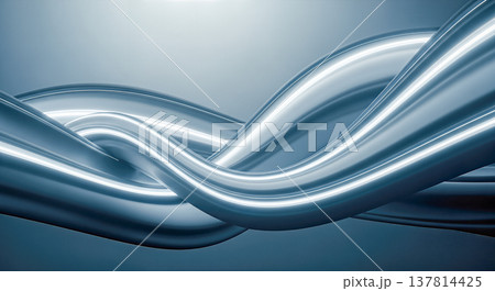 abstract smooth flowing metallic tubes shiny glossy blue silver overlapping cables 3d render dynamic geometric shape futuristic industrial design modern luxury background 137814425