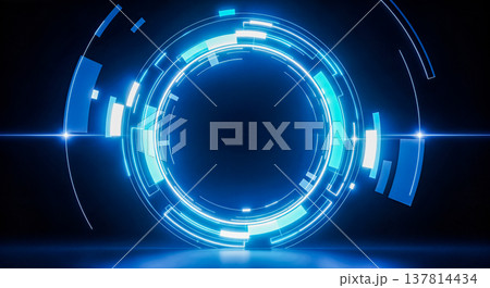 futuristic glowing blue circular interface abstract dark background modern technology hologram portal digital network data cyber space artificial intelligence graphic design creative element concept futuristic glowing blue circular interface abstract dark background modern technology hologram portal digital network data cyber space artificial intelligence graphic design creative element concept 137814434