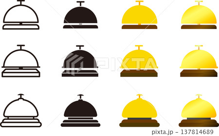 卓上の呼び鈴マークの色んなバリエーションの素材セット 137814689