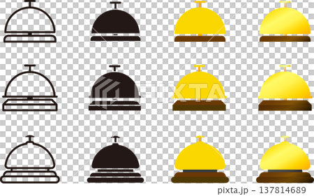 卓上の呼び鈴マークの色んなバリエーションの素材セット 137814689