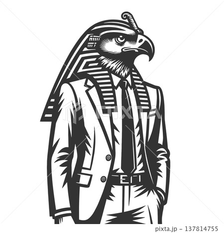 Falcon Head Businessman Egyptian God raster 137814755