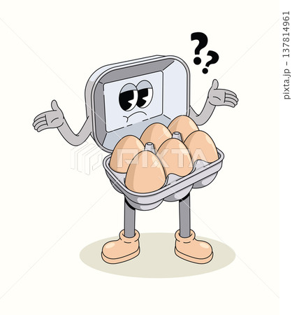 egg carton shrugging groovy cartoon illustration egg carton shrugging groovy cartoon illustration 137814961