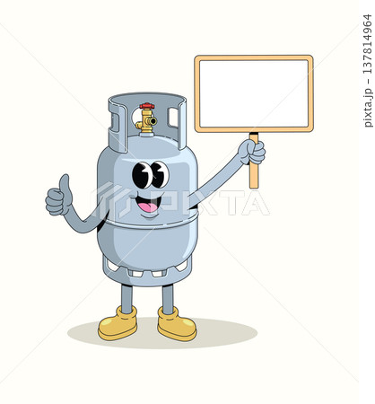 gas cylinder blank board groovy cartoon illustration 137814964