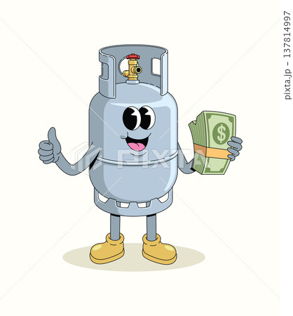 as cylinder money groovy cartoon illustration 137814997