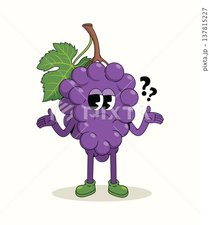 grapes shrugging groovy cartoon illustration grapes shrugging groovy cartoon illustration 137815227