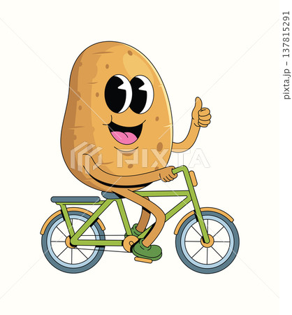 potato bicycle groovy cartoon illustration potato bicycle groovy cartoon illustration 137815291