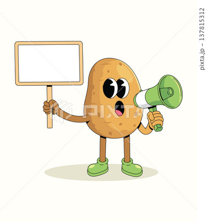 potato megaphone groovy cartoon illustration potato megaphone groovy cartoon illustration 137815312
