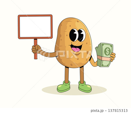 potato money groovy cartoon illustration potato money groovy cartoon illustration 137815313