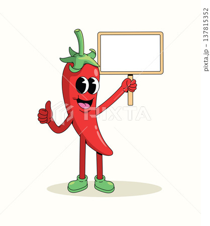 red chili blank board groovy cartoon illustration 137815352