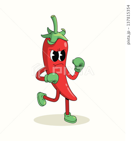 red chili boxer groovy cartoon illustration red chili boxer groovy cartoon illustration 137815354