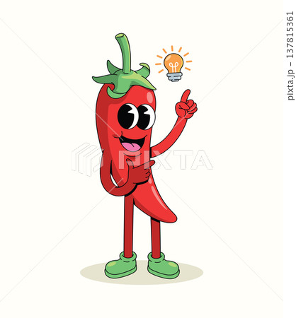 red chili idea groovy cartoon illustration 137815361
