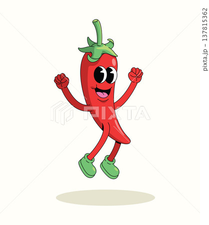 red chili jump groovy cartoon illustration 137815362