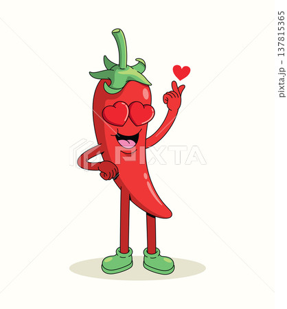 red chili love groovy cartoon illustration 137815365