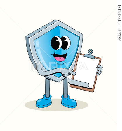 shield blank note groovy cartoon illustration shield blank note groovy cartoon illustration 137815381