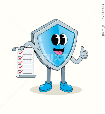 shield checklist groovy cartoon illustration shield checklist groovy cartoon illustration 137815383