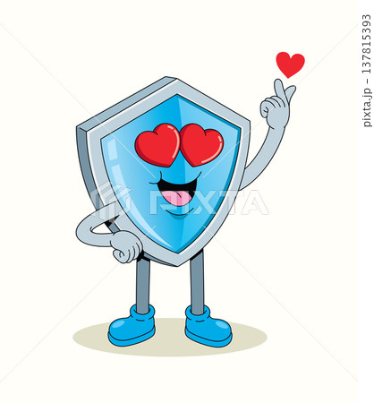 shield love groovy cartoon illustration shield love groovy cartoon illustration 137815393